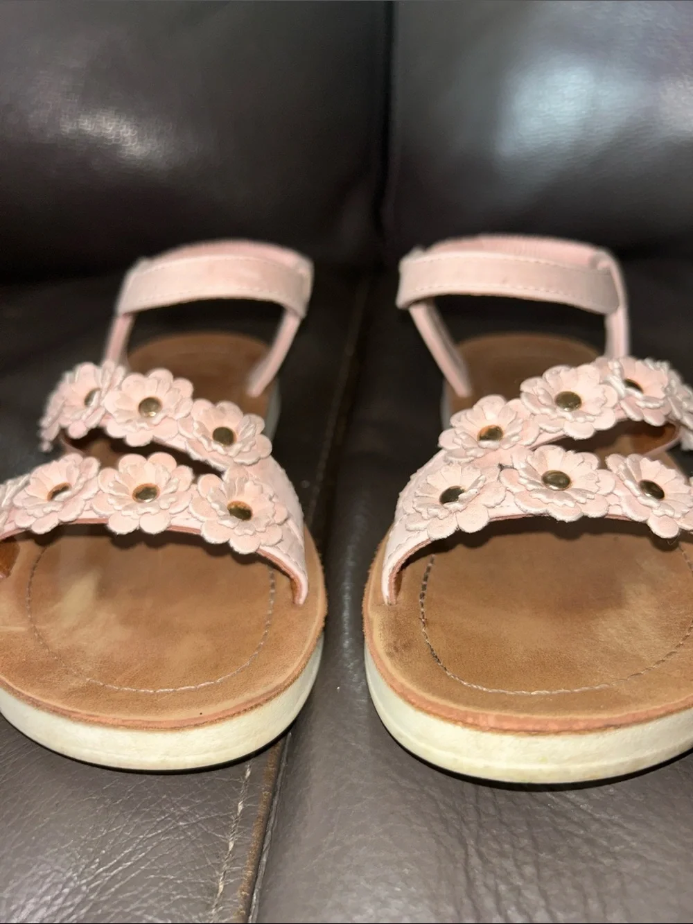 Girls' Pink Floral Strap Sandals